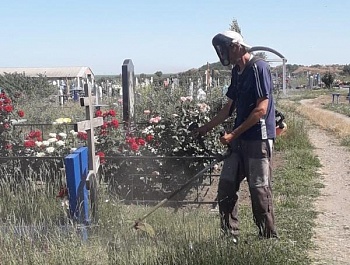 Наведение санитарного порядка на сельском кладбище села Кулешовка